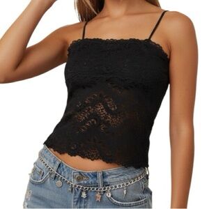 Y2K Cami Tank Top Size S Dark Romantic Lace Trim Sparkle Adjustable Strap